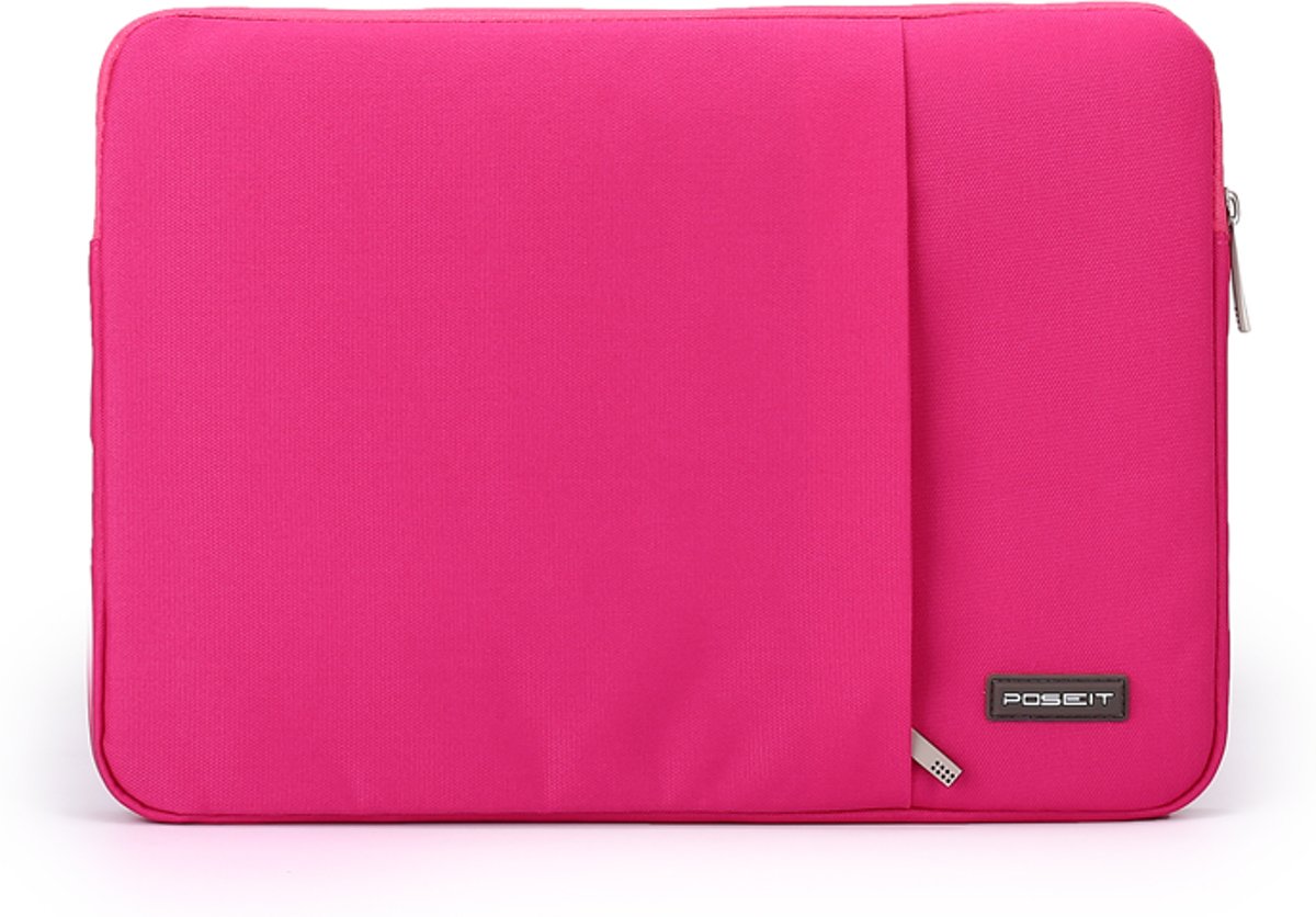 Luxe Laptophoes Ritssluiting met Buitenvak | 13 inch | Felroze | Laptop Accessoires